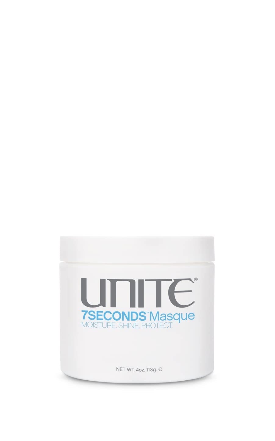 UNITE 7SECONDS Masque front jar showing label and compact size for salon results