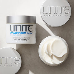 UNITE CONUNDRUM paste texture close-up highlighting creamy waxy consistency benefits