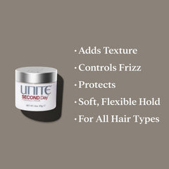 UNITE SECOND Day applied by stylist to hair, demonstrating instant lived-in texture
