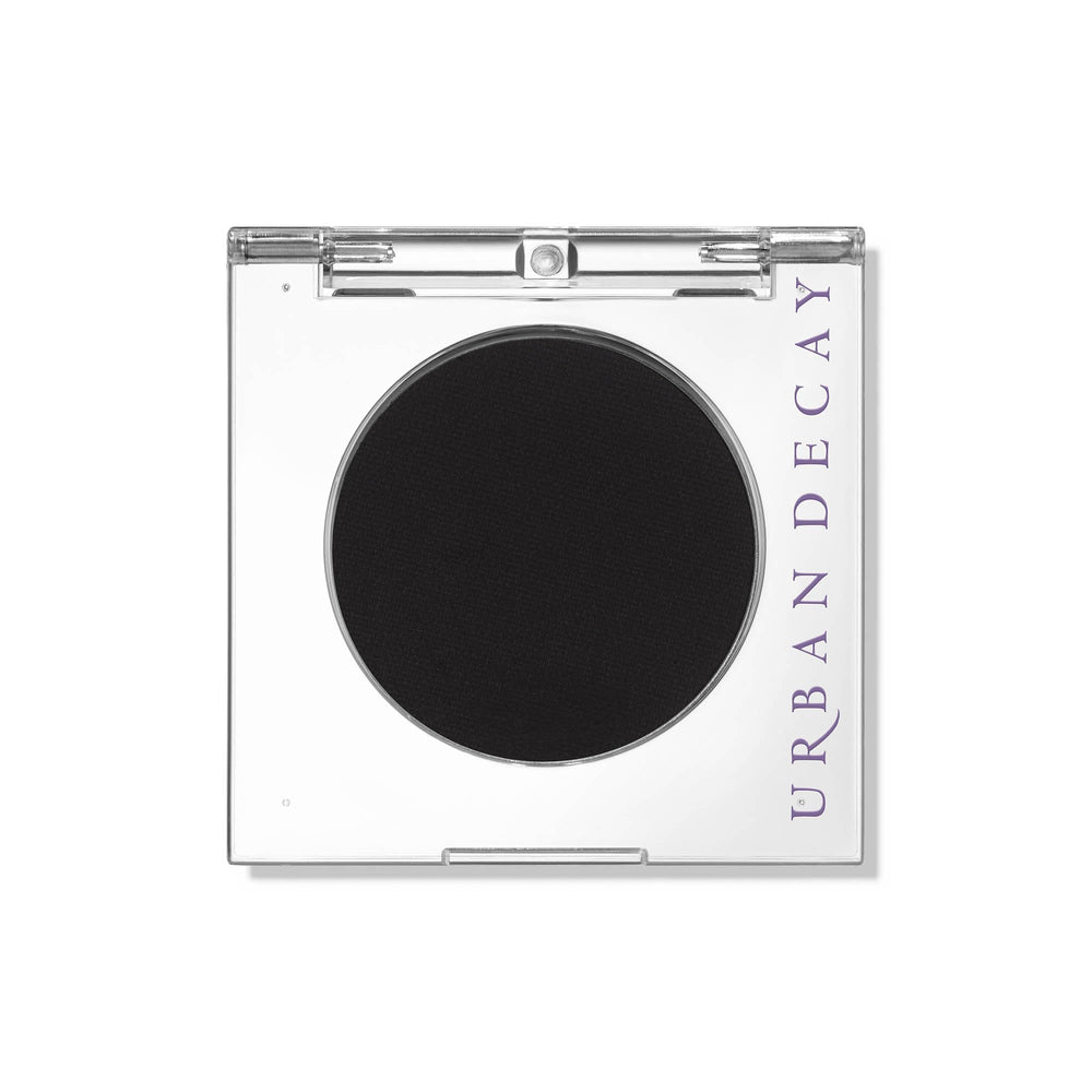 Urban Decay Blackout front pan showing intense matte black finish and clean packaging benefit