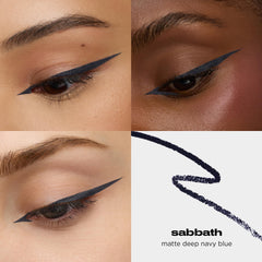 Urban Decay pencil tip close-up showing creamy navy point for precise lining