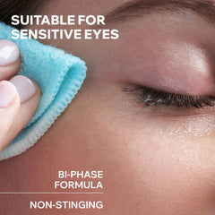 Uriage product soaked cotton pad demonstrating easy waterproof makeup removal