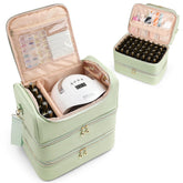 Uross front view of green organizer bag showing stylish waterproof exterior and handle for professional look