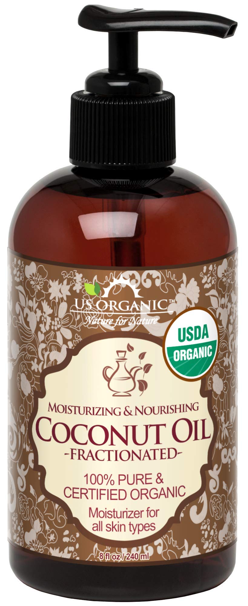 US Organic front bottle view showing clean organic packaging and clarity benefit