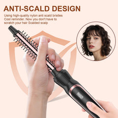USHOW close-up of nylon anti-scald bristles and ceramic barrel, smooth heat contact