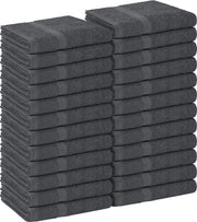 Utopia Towels front pack displaying 24 grey salon towels, professional supply