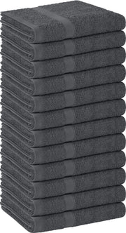 Utopia Towels front pack view showing twelve grey salon towels and convenience