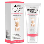 Uttse front packaging showing product and benefit for gentle hair removal