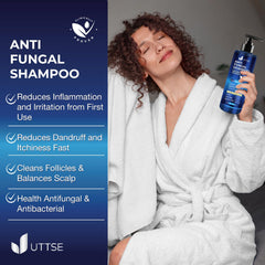uttse in-shower use showing scalp massage for soothing benefit