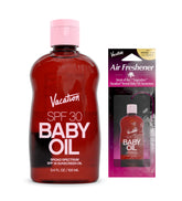 VACATION front packaging showing SPF 30 oil and bundle benefit