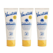 VACATION front packaging showing SPF 50 and travel size benefits