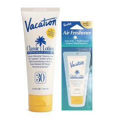 VACATION sunscreen front packaging showing SPF 30 and fragrance