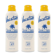 VACATION front packaging showing SPF 50 and benefits