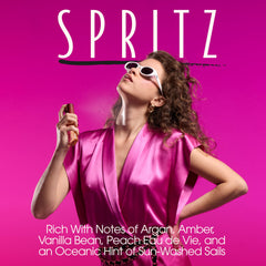 VACATION close-up label showing scent name and premium collaboration