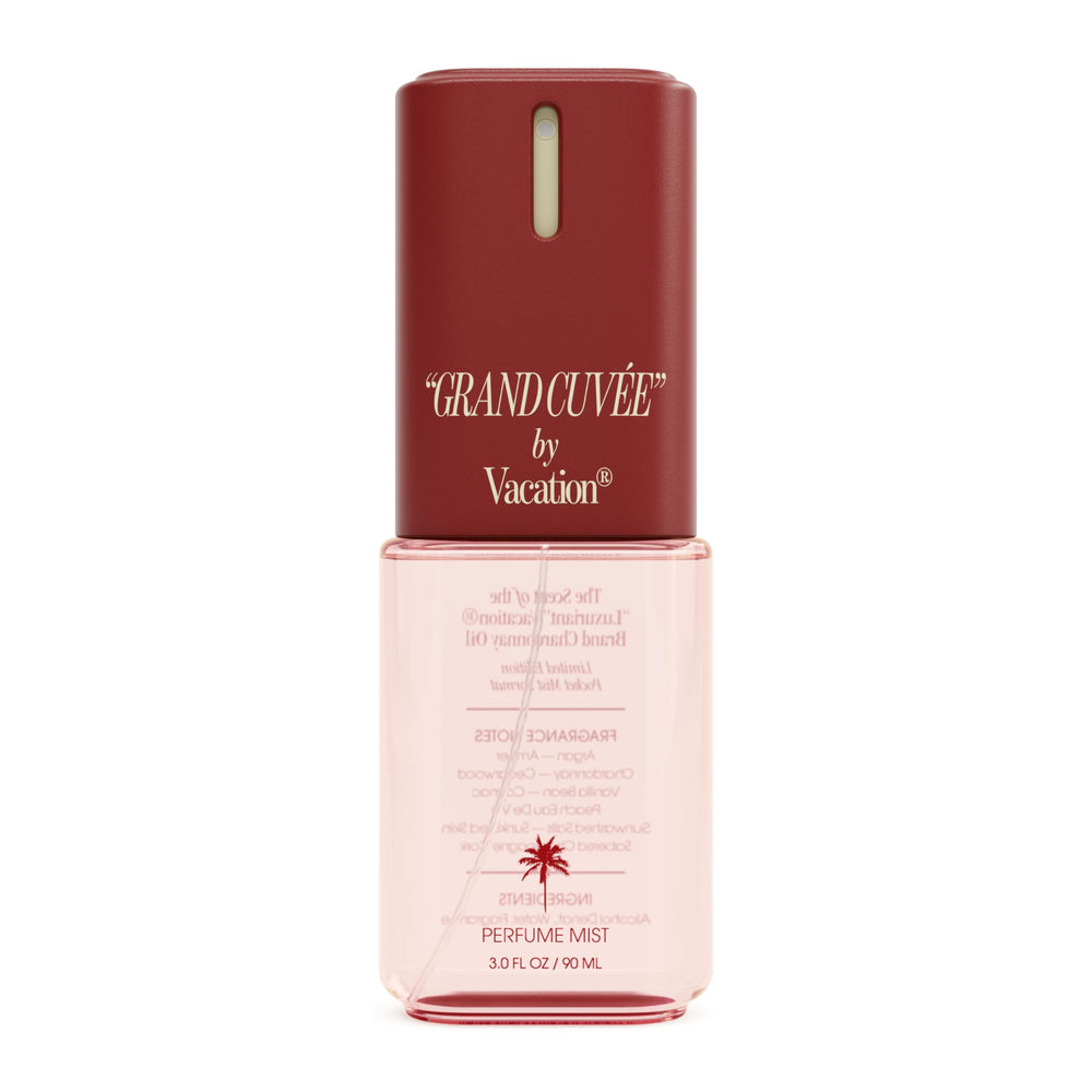VACATION bottle front view showing elegant packaging and travel convenience