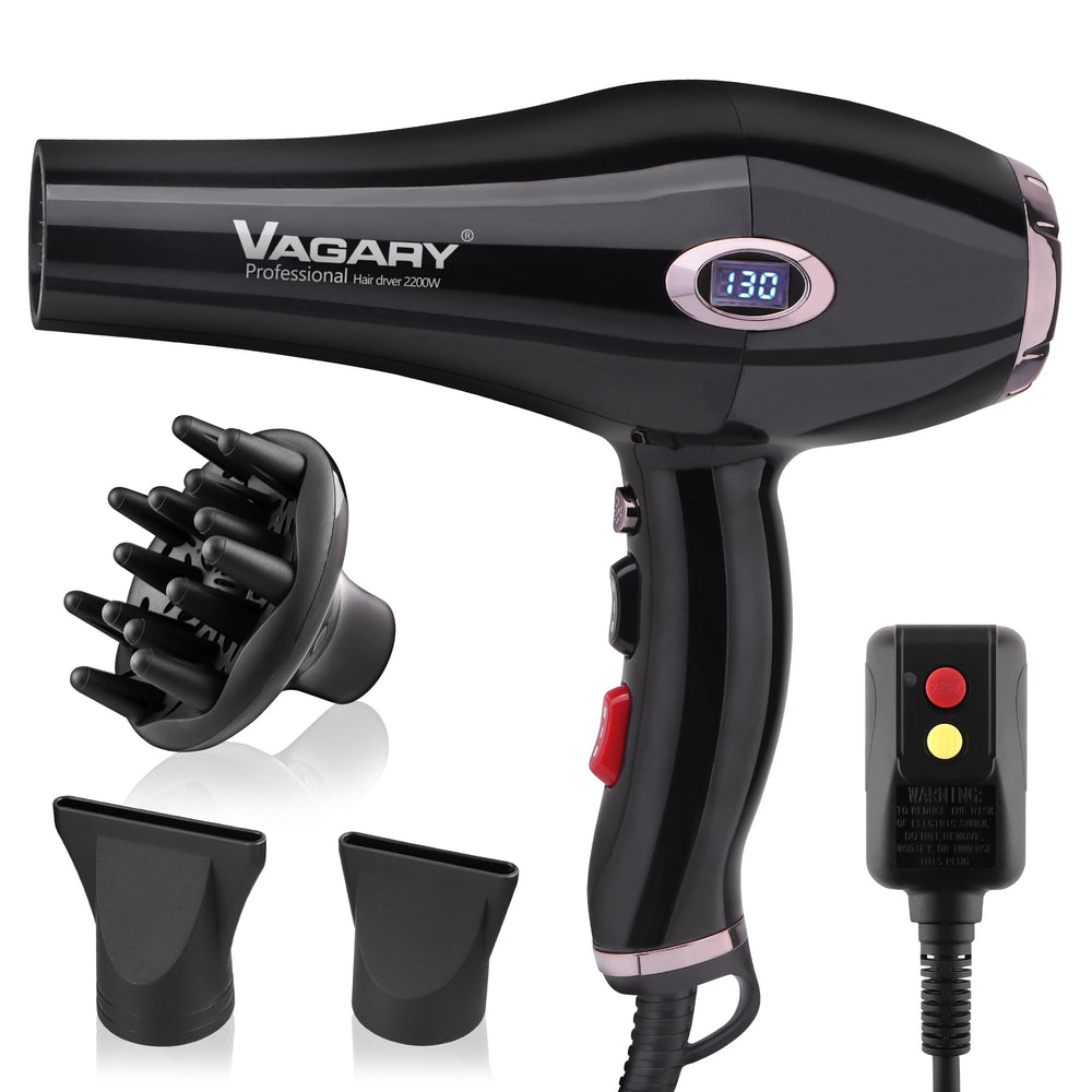 VAGARY front view dryer showing ergonomic handle and sleek design for comfortable styling