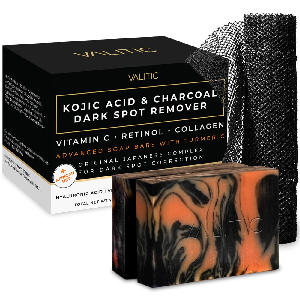 VALITIC front packaging showing two soaps and net, highlights kit convenience
