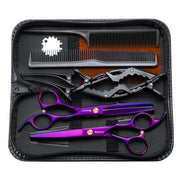 Valterion front view of purple scissor set showing neat packaging and professional look