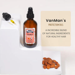Close-up texture of VanMan oil showing smooth lightweight sheen benefit