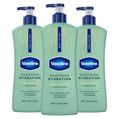 Vaseline front bottle view showing label and size, fast moisturization benefit