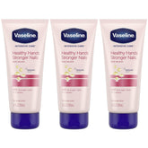 Vaseline 3-pack front view showing travel-size tubes and benefits