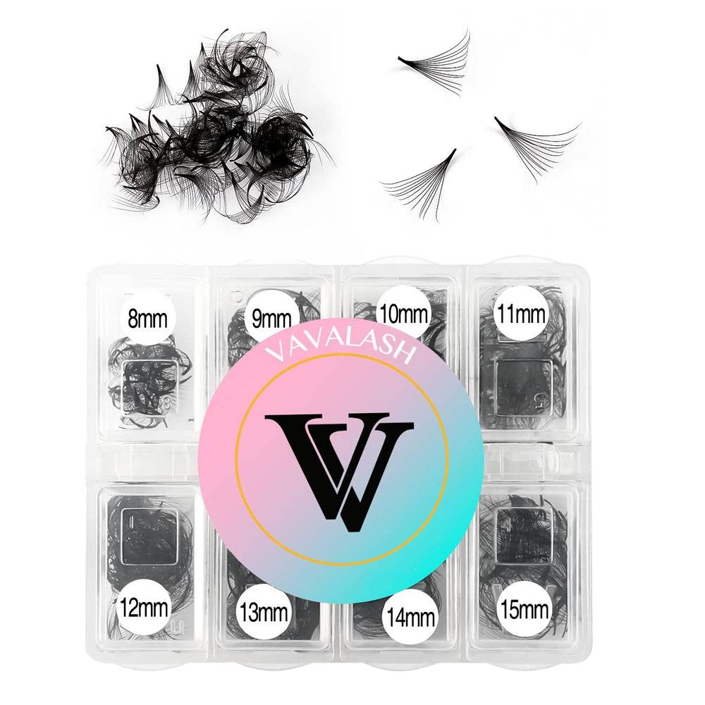 VAVALASH front packaging showing 600 premade fans for salon value