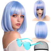 VCAY pastel blue bob front view showing neat cut and instant style