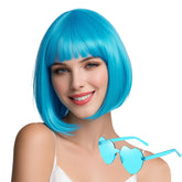 VCAY front view teal bob wig showcasing bold color and polished cut benefits style