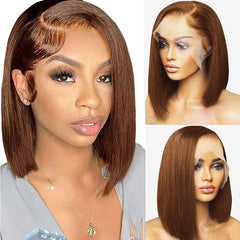 VCVVCV front view of brown 10-inch bob showing natural hairline and polish