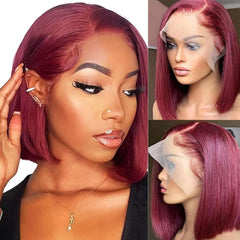 VCVVCV front view burgundy bob shows natural hairline and polished finish