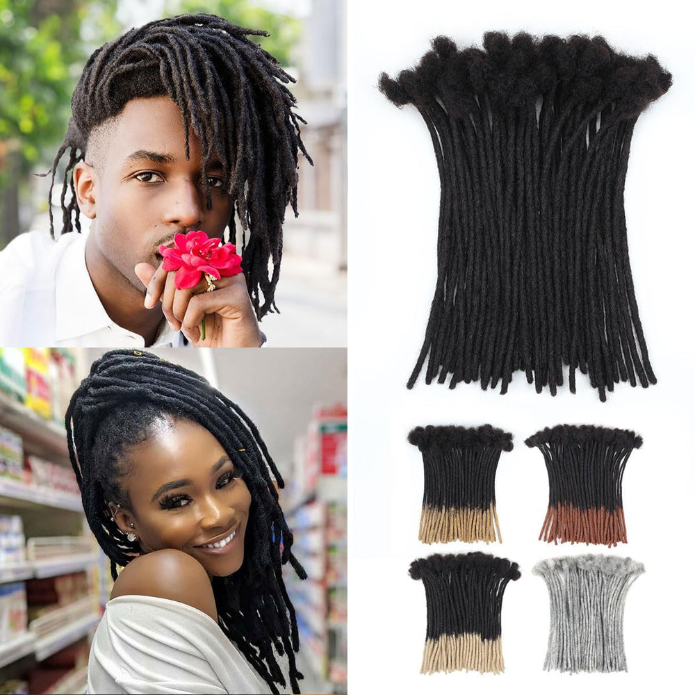 Vecago front packaging showing 50 10-inch locs and hook, easy styling