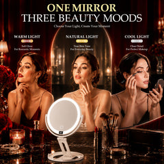 Velmelle 1x side on vanity showing full-face view benefit