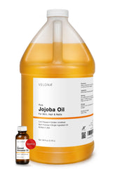 velona jojoba oil gallon front label showing product clarity and purity