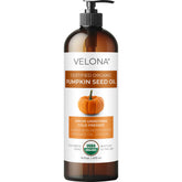velona bottle front view showing organic pumpkin seed oil and USDA seal
