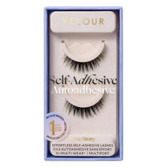 Velour Love Story front packaging showing ready-to-wear lashes and quick use benefit