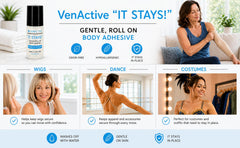 VenActive adhesive in use securing a wig, keeps hairpiece confidently in place