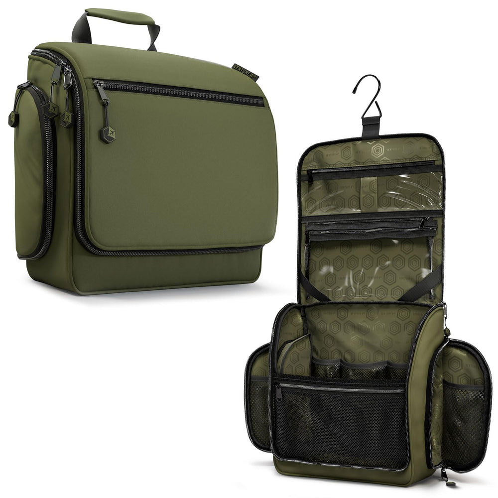 VENTURE 4TH front closed forest green travel bag showing compact profile and organization benefit