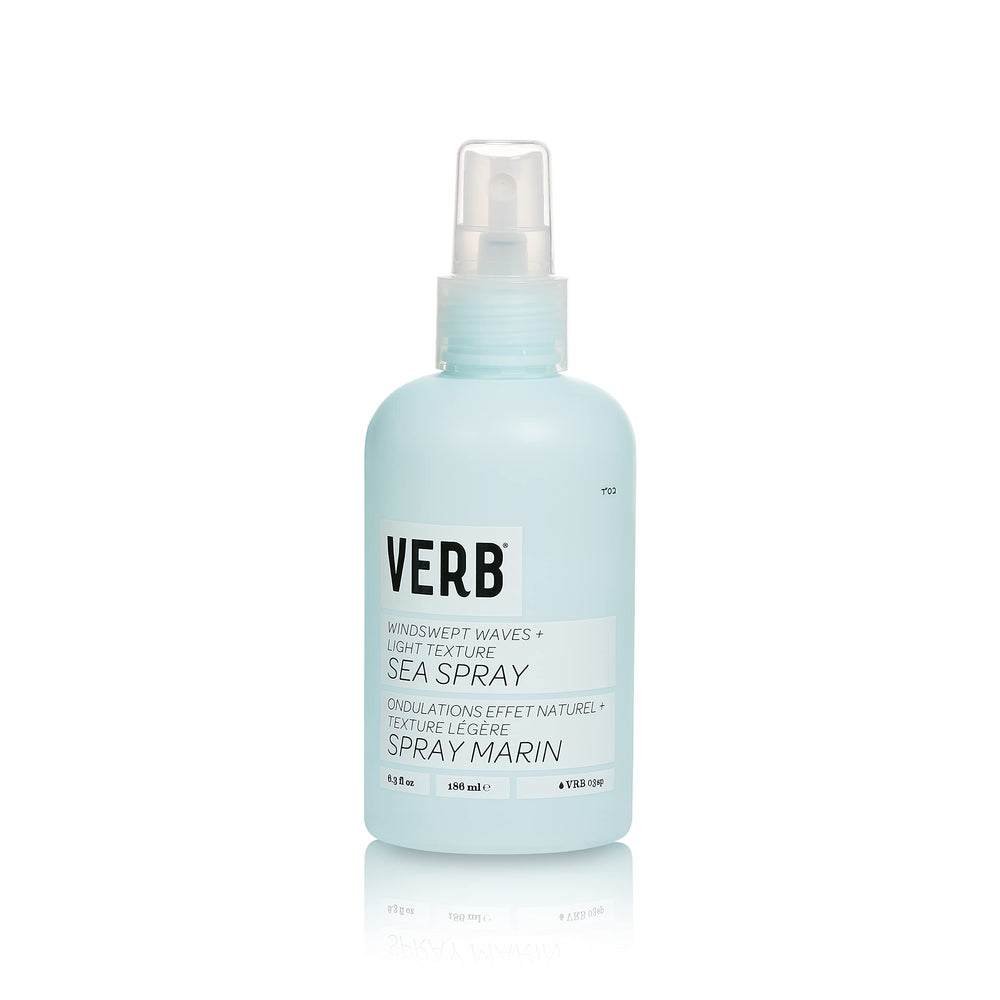 VERB front view of sea spray bottle showing clean packaging and beachy vibe