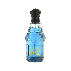 Versace Blue Jeans held in hand to show scale and travel-friendly 75 ml convenience