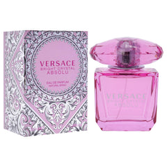 versace bright crystal absolu cap and neck detail emphasizing branded finish and precise spray function