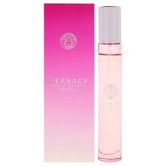Versace Bright Crystal Absolu front bottle shows compact travel-ready design and luxury.