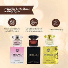 Versace Bright Crystal mini bottle detail showing cap and notes for fresh floral appeal