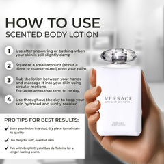Versace Bright Crystal applied to hand demonstrating smooth moisturizing effect