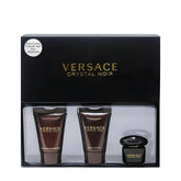 Versace Crystal Noir front packaging showing trio set, portable luxury
