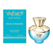 Versace Dylan Turquoise front bottle showing elegant design and fresh citrus appeal