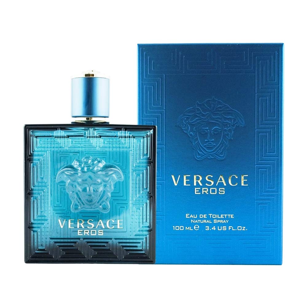 Versace Eros front bottle view highlighting Italian design and confident presence