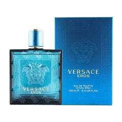 Versace Eros front bottle view highlighting Italian design and confident presence