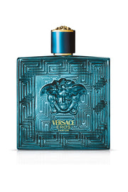 Versace Eros front bottle view showing elegant branding and premium design for confident impression