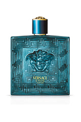 Versace Eros front bottle view showing elegant branding and premium design for confident impression
