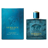 Versace Eros front bottle view showing sleek design and confident presentation benefit